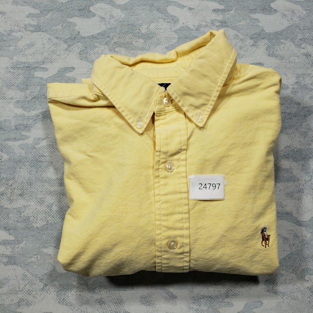 Ralph Lauren Shirt Mens 16-34 Yellow Yarmouth Flesh Pony Button Down Long Sleeve - Picture 12 of 12